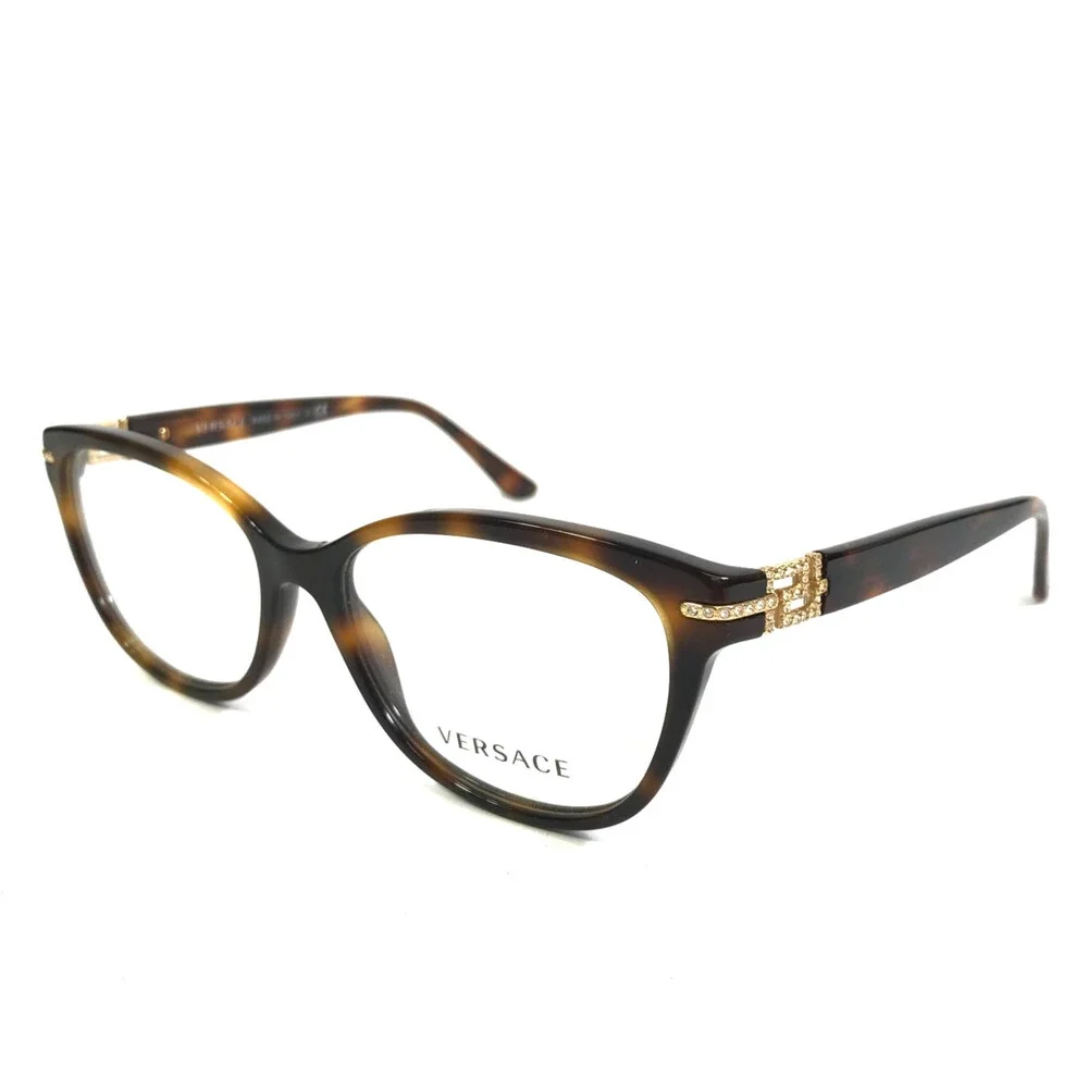 Versace Eyeglasses Frames MOD.3205-B 5061 Tortoise Cat Eye Crystals 54-16-140
